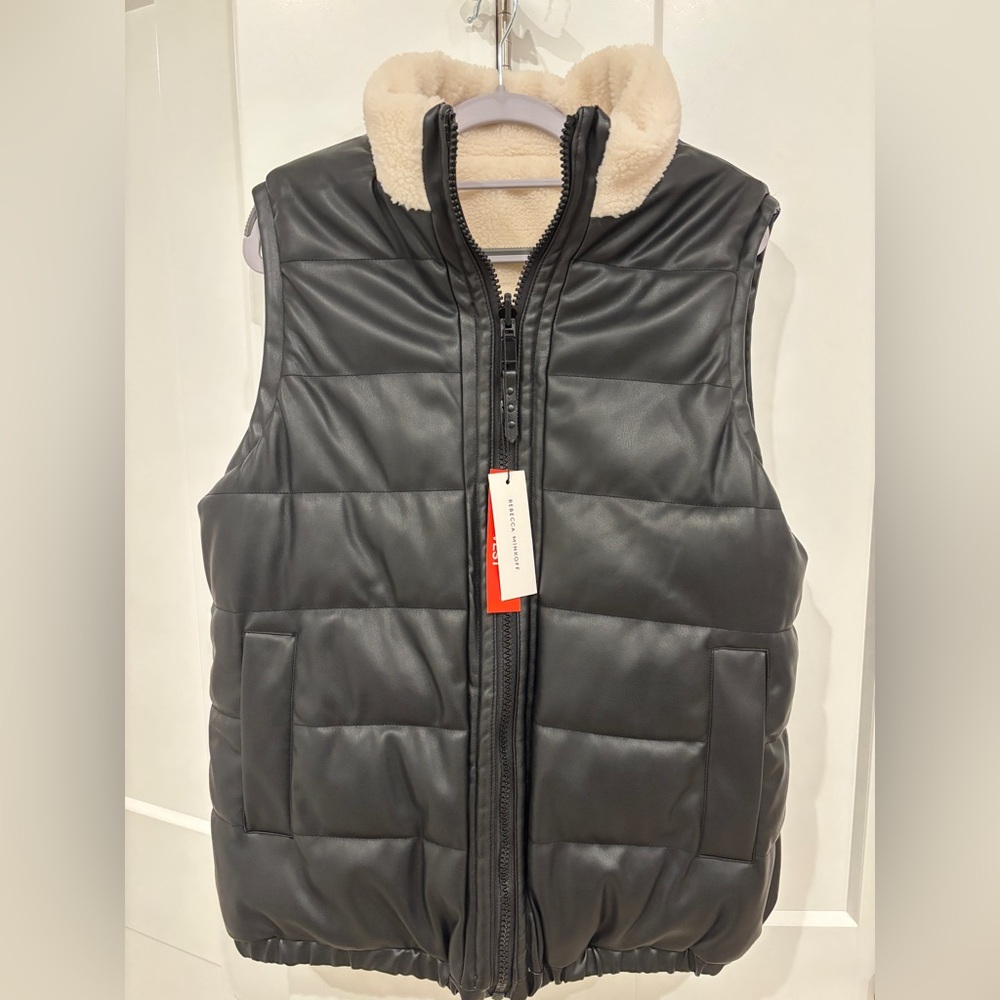 Rebecca Minkoff Faux Fur and Leather Reversible Vest. Size L